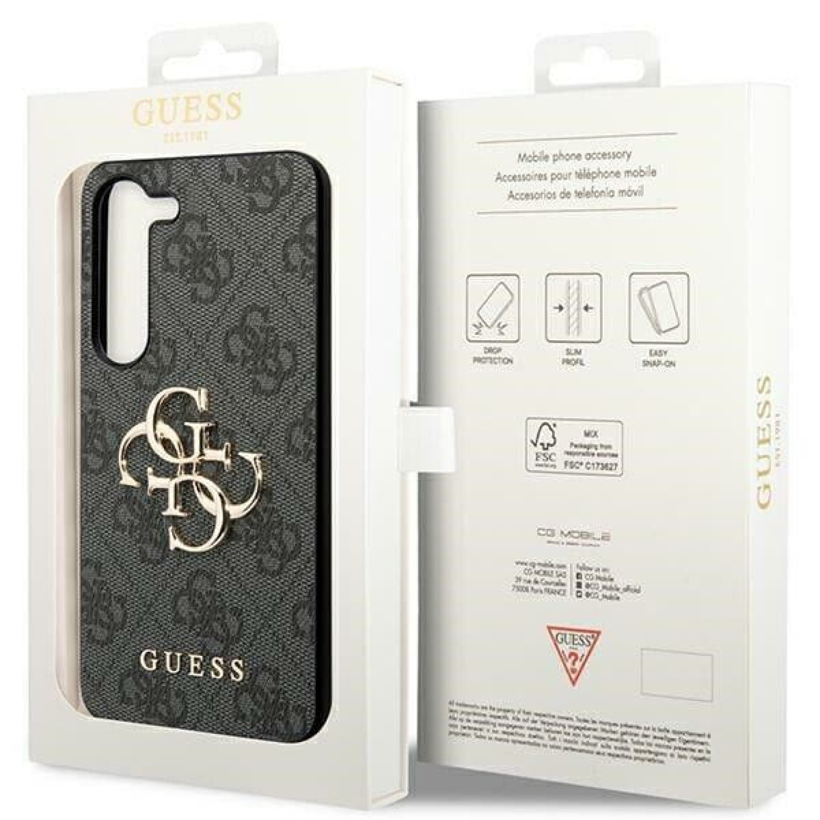 Гръб Guess за Samsung Galaxy S24 Plus, PU, 4G Metal Logo Case, Сив