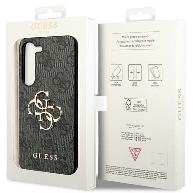 Гръб Guess PU 4G Metal Logo Case  за Samsung Galaxy S24 Plus - Сив