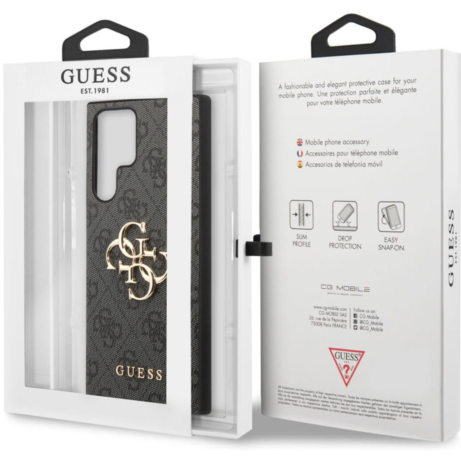 Гръб Guess за Samsung Galaxy S24 Ultra, PU, 4G Metal Logo Case, Сив