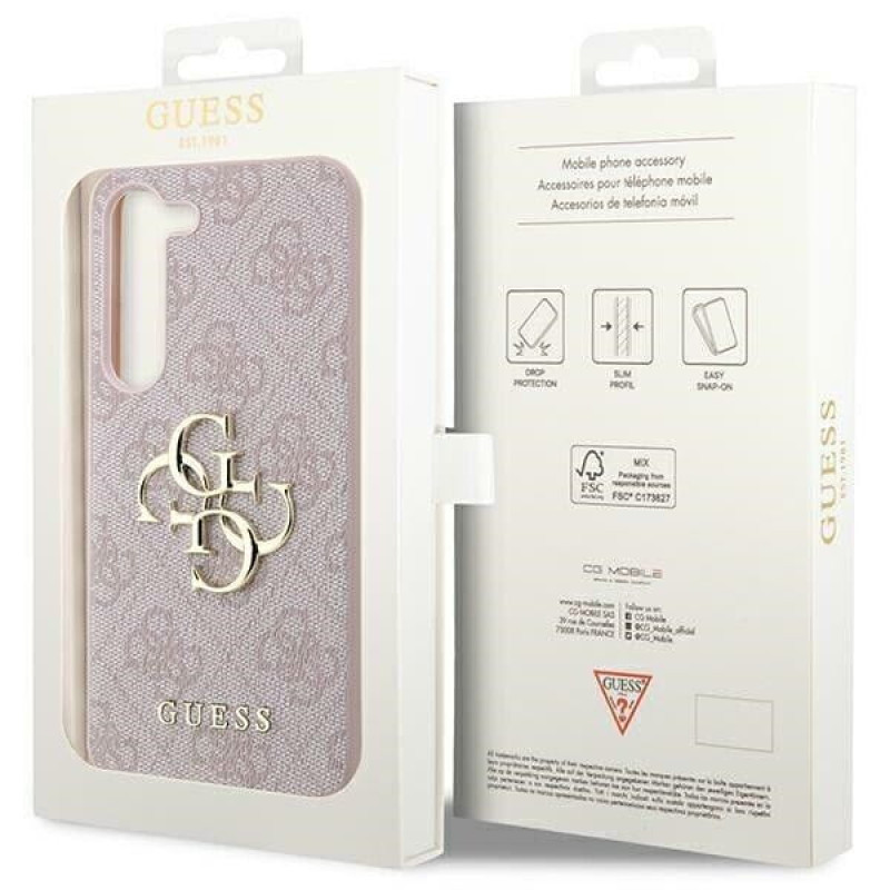 Гръб Guess PU 4G Metal Logo Case  за Samsung Galaxy S24 Plus - Розов