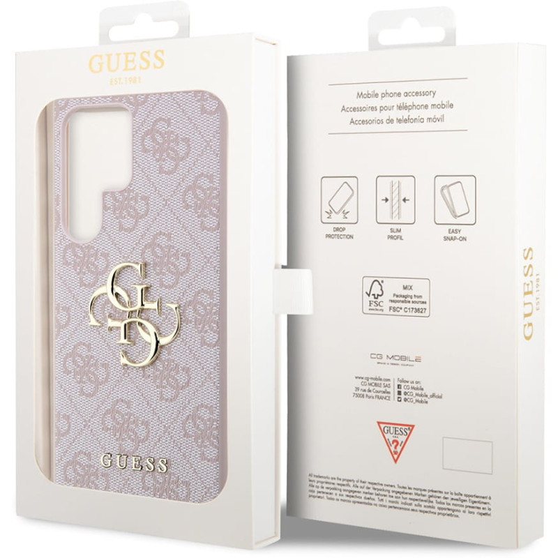 Гръб Guess PU 4G Metal Logo Case  за Samsung Galaxy S24 Ultra - Розов