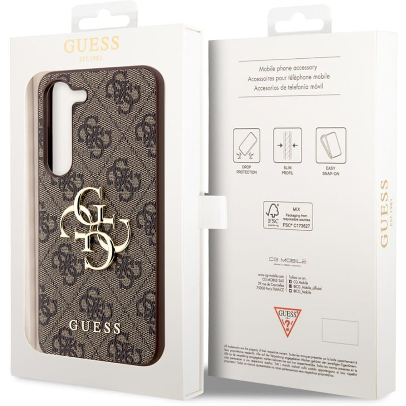 Гръб Guess за Samsung Galaxy S24 Plus, PU, 4G Metal Logo Case, Кафяв