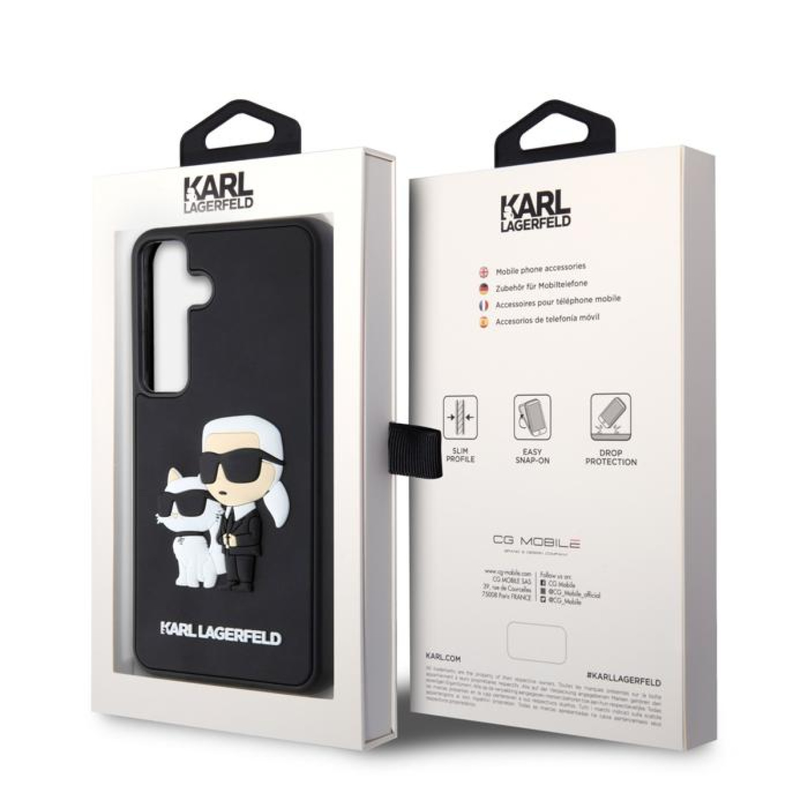 Гръб Karl Lagerfeld 3D Rubber Karl and Choupette Case за Samsung Galaxy S24 - Черен