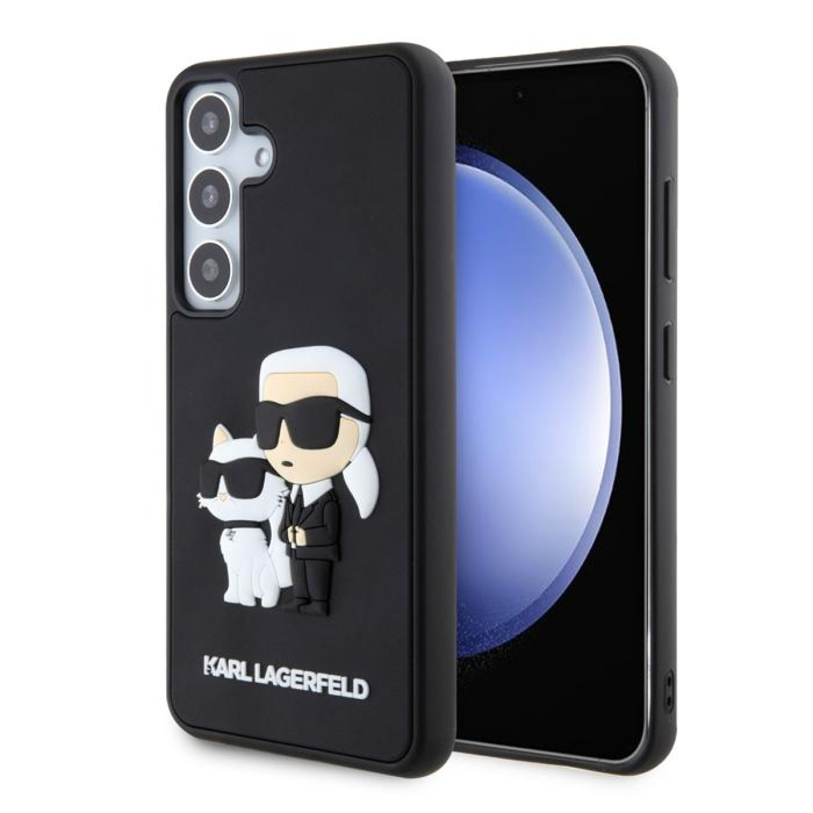 Гръб Karl Lagerfeld 3D Rubber Karl and Choupette Case за Samsung Galaxy S24 - Черен