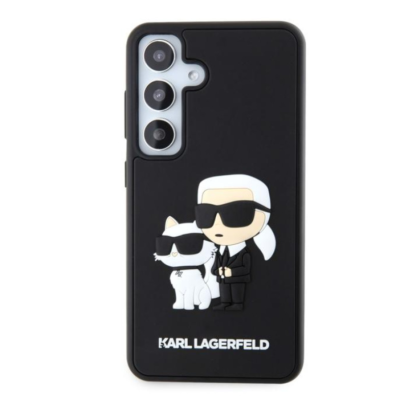 Гръб Karl Lagerfeld 3D Rubber Karl and Choupette Case за Samsung Galaxy S24 - Черен