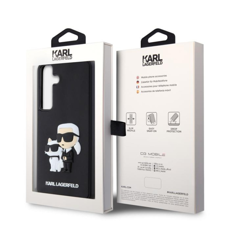 Гръб Karl Lagerfeld 3D Rubber Karl and Choupette Case за Samsung Galaxy S24 Plus - Черен