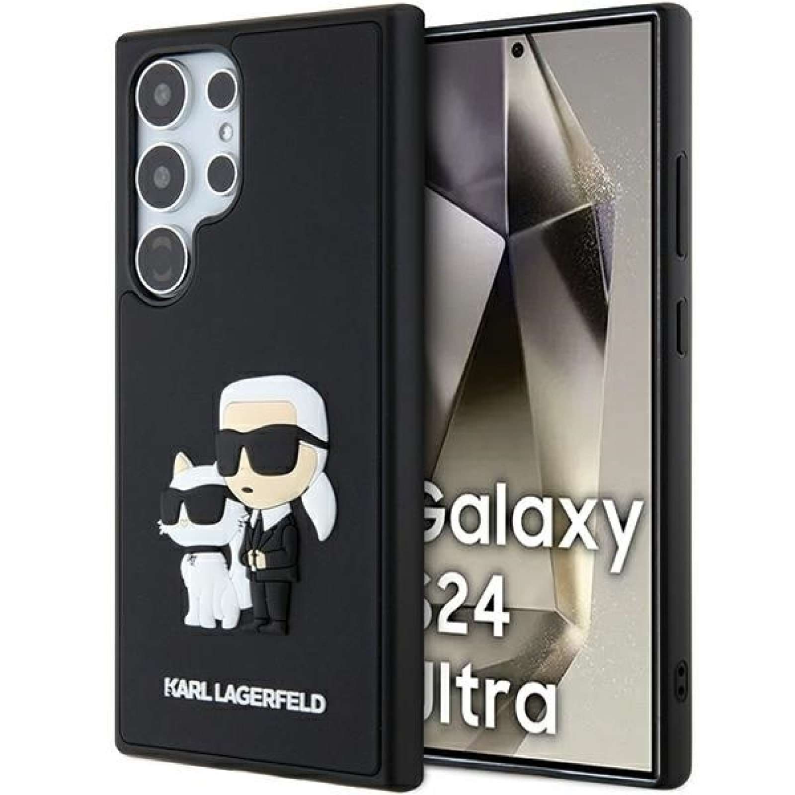 Гръб Karl Lagerfeld 3D Rubber Karl and Choupette Case за Samsung Galaxy S24 Ultra - Черен