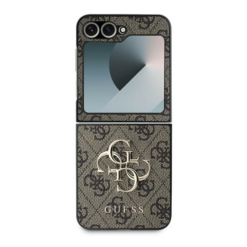 Гръб Guess PU 4G Metal Logo Case за Samsung Galaxy Z Flip 6 - Кафяв