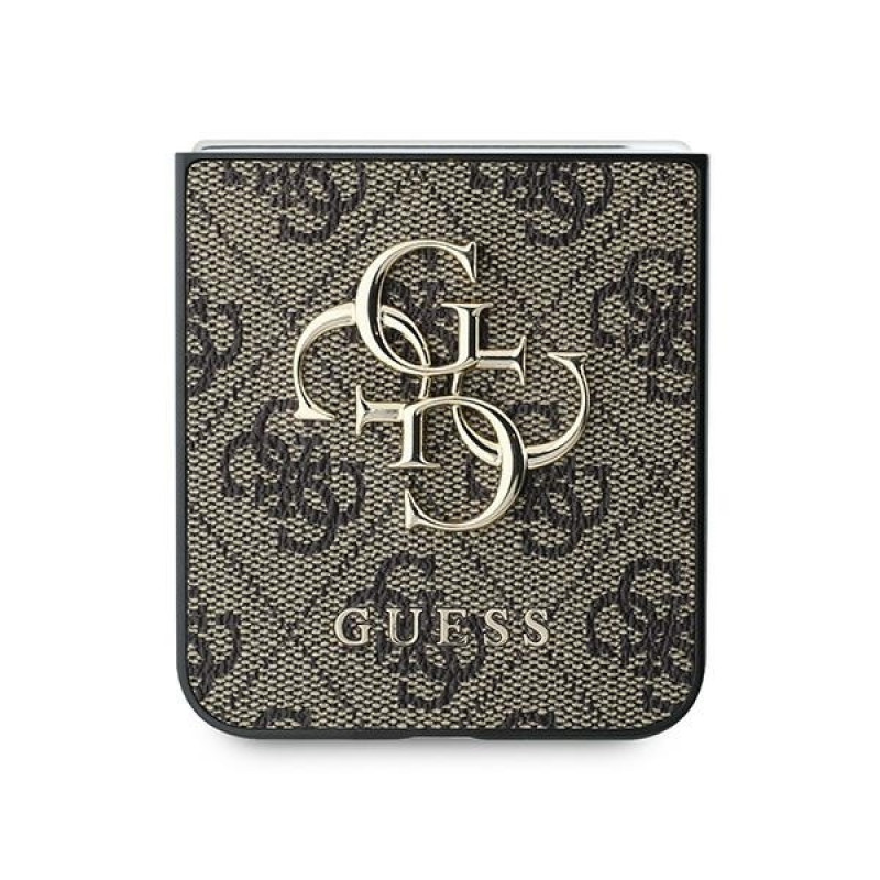 Гръб Guess PU 4G Metal Logo Case за Samsung Galaxy Z Flip 6 - Кафяв