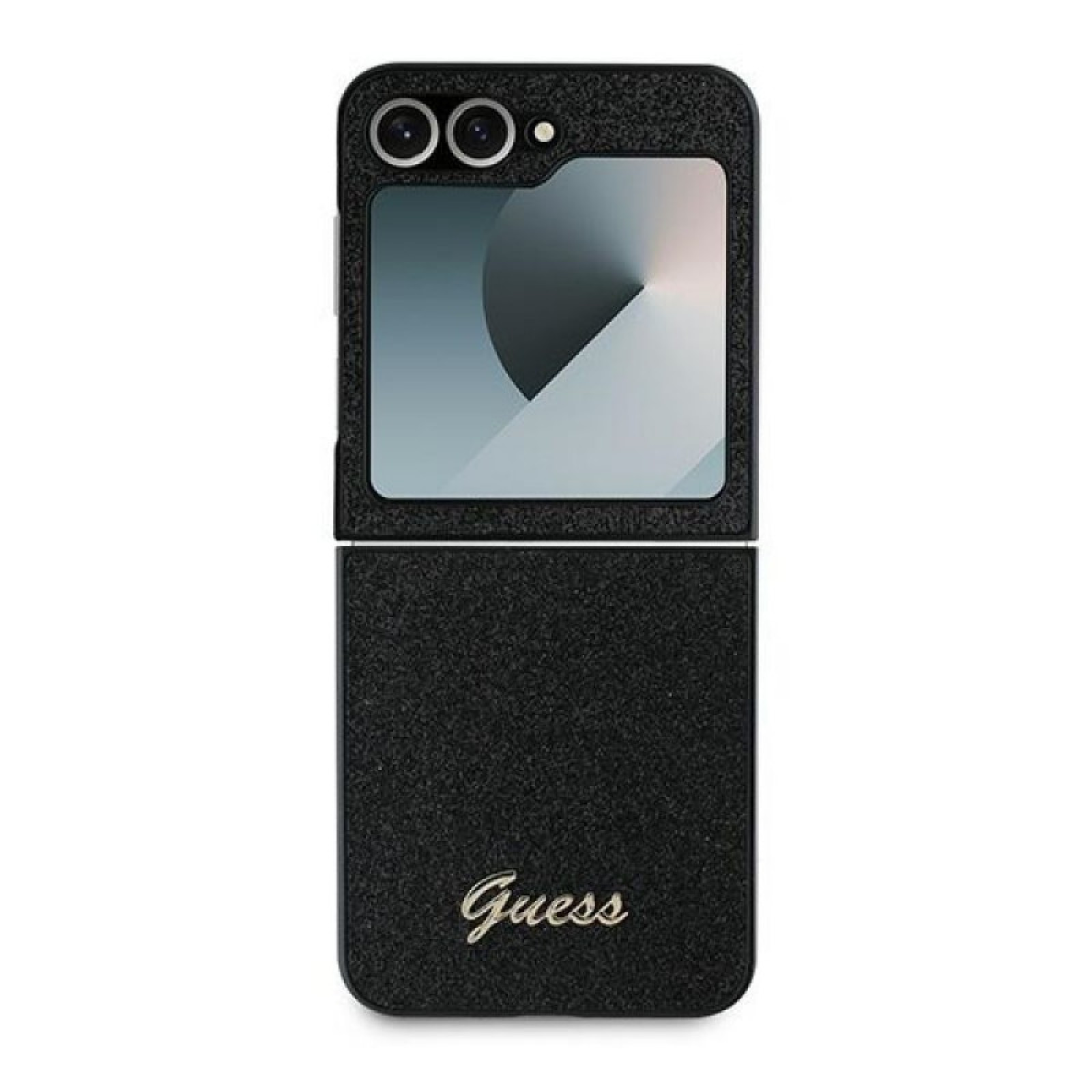 Гръб Guess PC/TPU Glitter Flakes Metal Logo Case за Samsung Galaxy Z Flip 6 - Черен