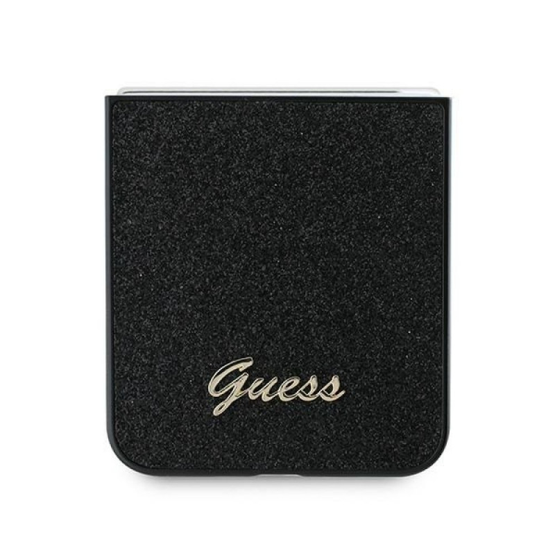 Гръб Guess PC/TPU Glitter Flakes Metal Logo Case за Samsung Galaxy Z Flip 6 - Черен