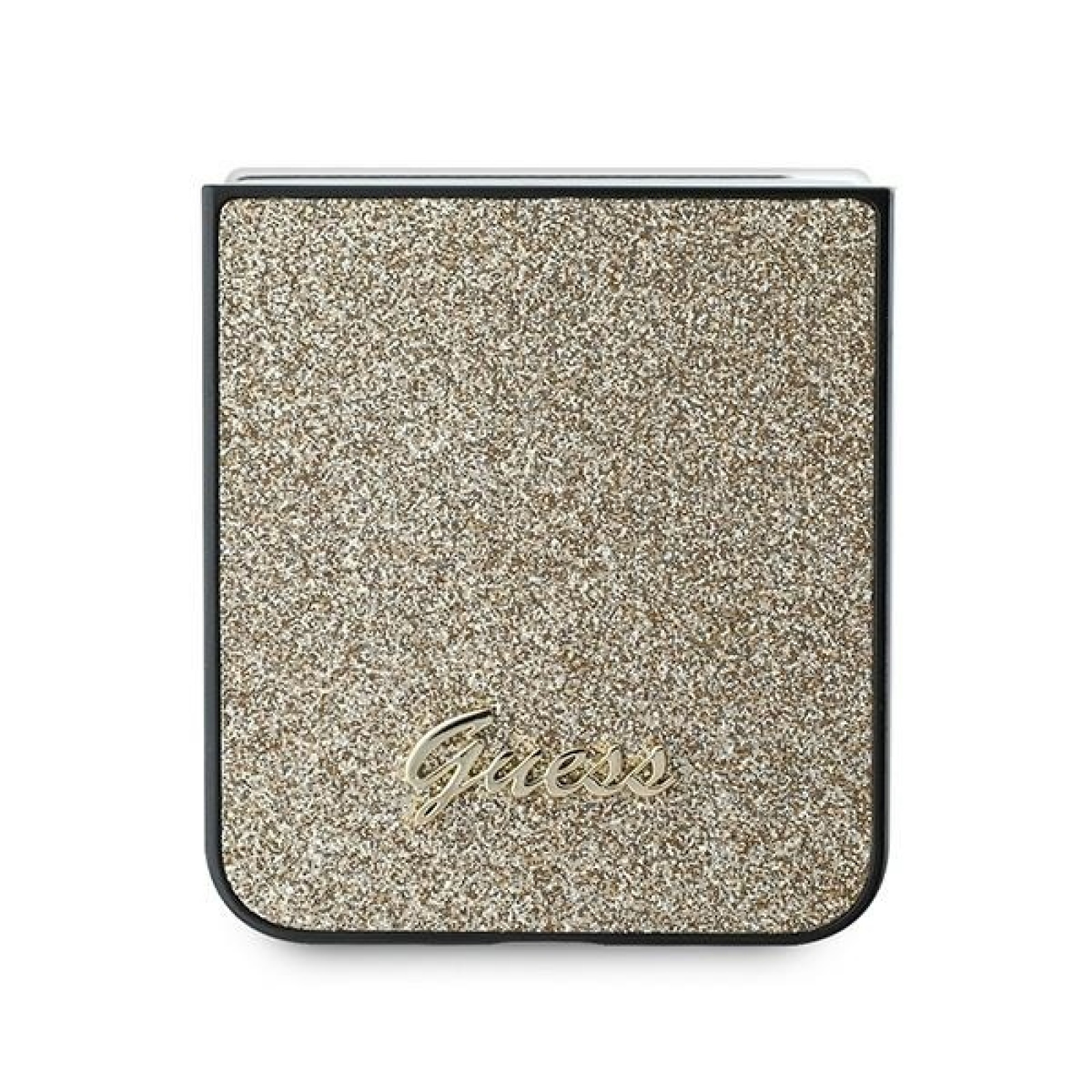 Гръб Guess PC/TPU Glitter Flakes Metal Logo Case за Samsung Galaxy Z Flip 6 - Златист