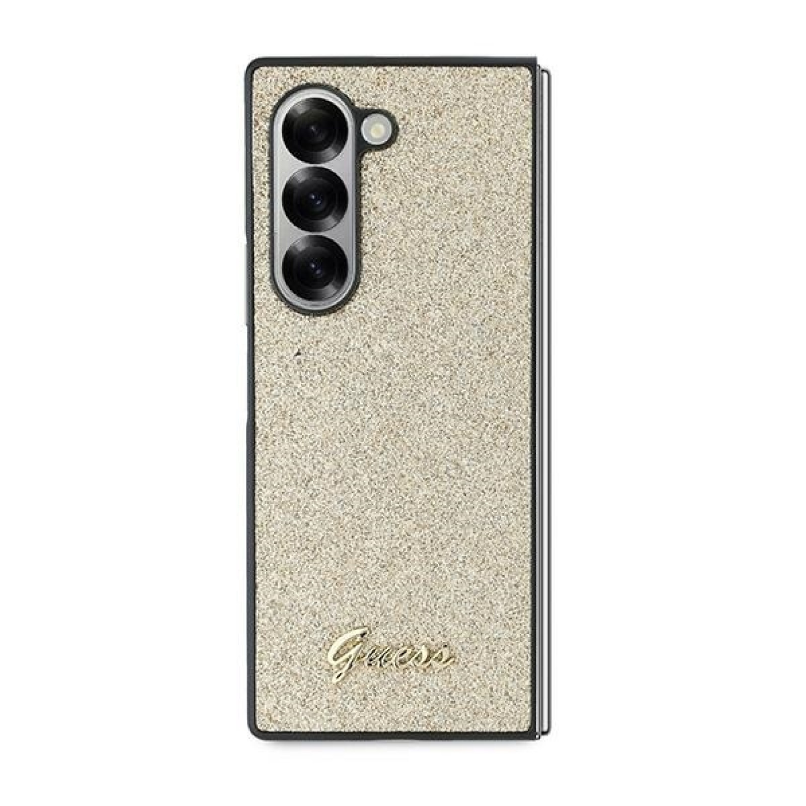 Гръб Guess PC/TPU Glitter Flakes Metal Logo Case за Samsung Galaxy Z Fold 6 - Златист