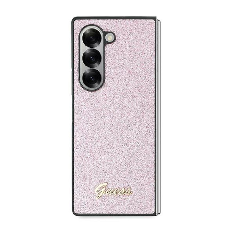 Гръб Guess PC/TPU Glitter Flakes Metal Logo Case за Samsung Galaxy Z Fold 6 - Розов