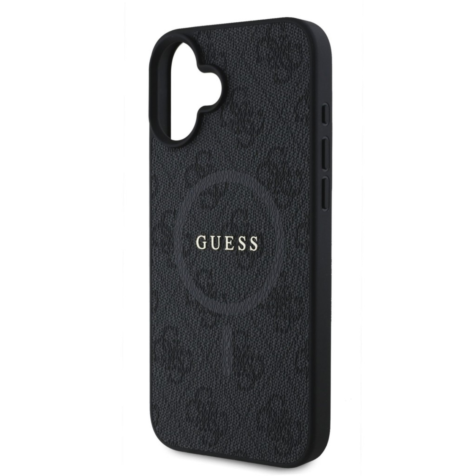 Гръб Guess PU Leather 4G Colored Ring MagSafe Case за iPhone 16 - Черен