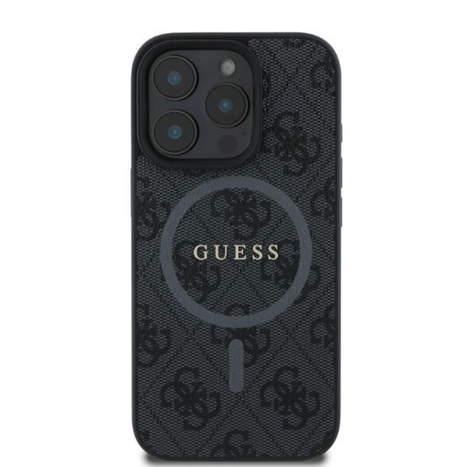 Гръб Guess PU Leather 4G Colored Ring MagSafe Case за iPhone 16 Pro Max - Черен