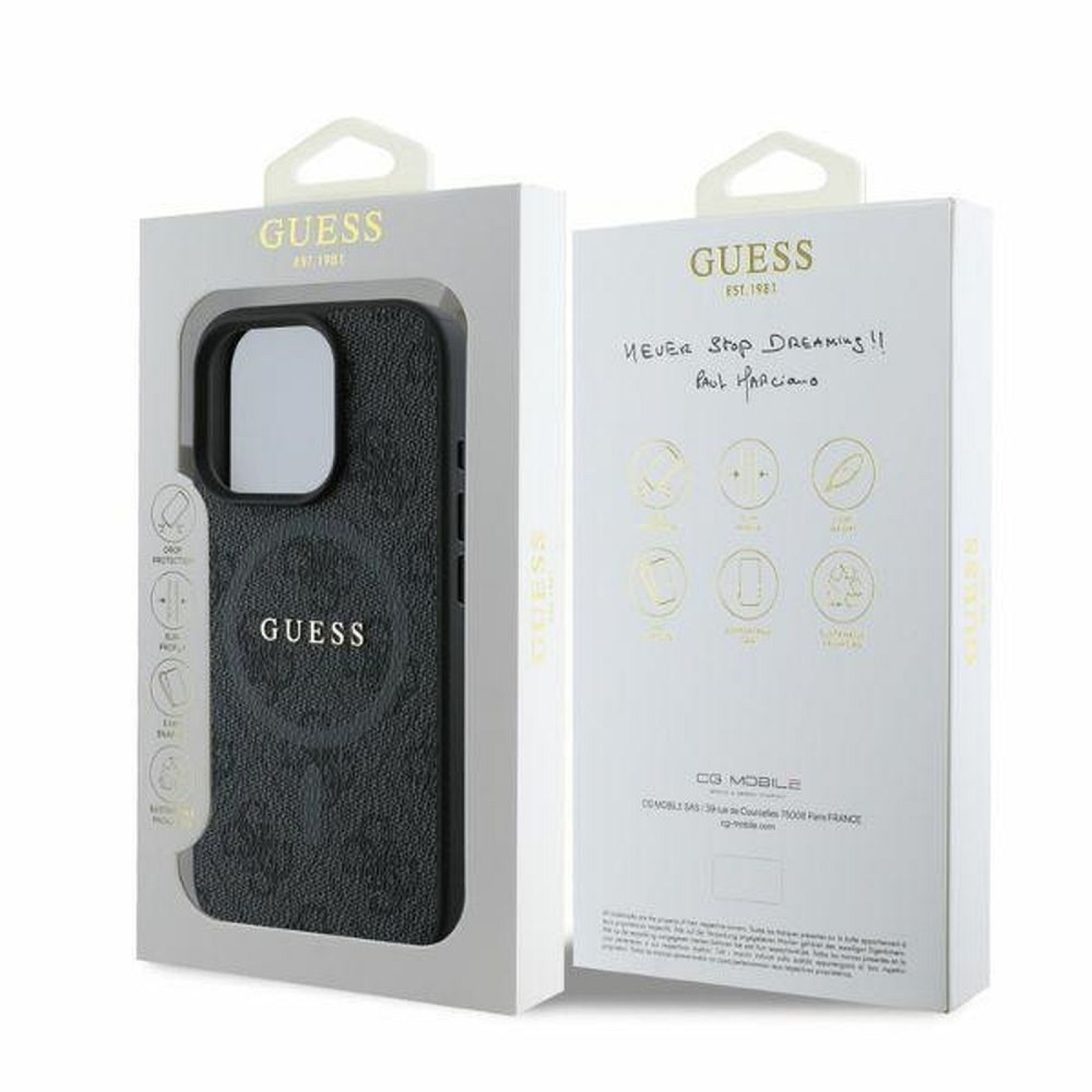 Гръб Guess PU Leather 4G Colored Ring MagSafe Case за iPhone 16 Pro Max - Черен