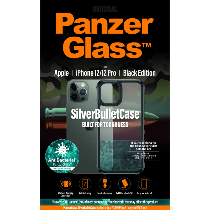 Гръб PanzerGlass SilverBullet  за Iphone 12/12 Pro Antibacterial - Черен