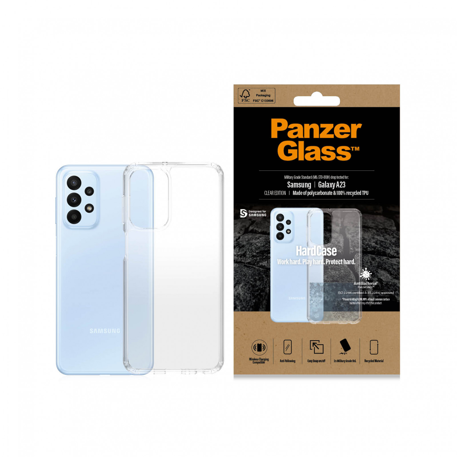 Гръб PanzerGlass Hard Case за Samsung Galaxy A23 - Прозрачен