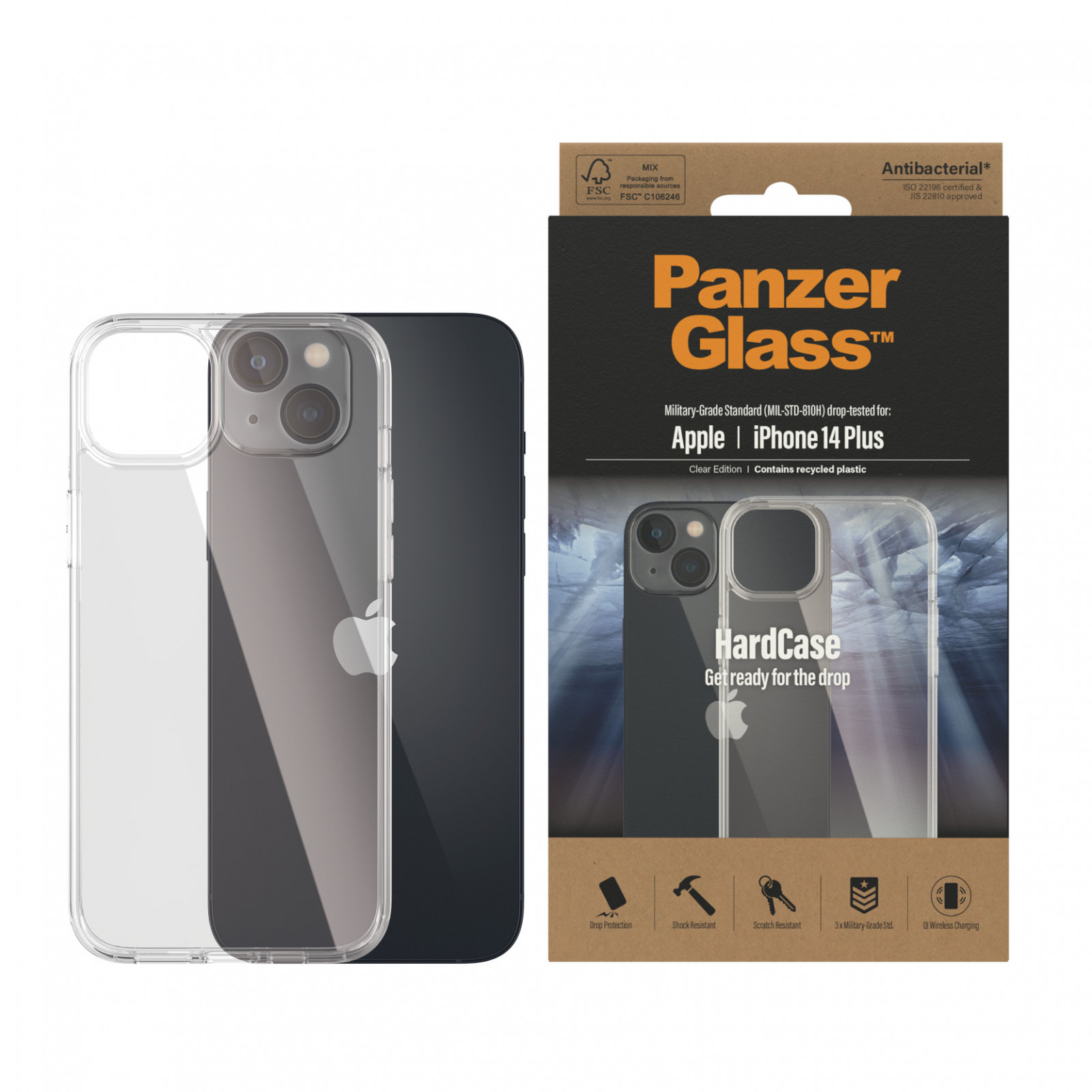 Гръб HardCase PanzerGlass за Apple Iphone 14 Plus, Antibacterial - Прозрачен