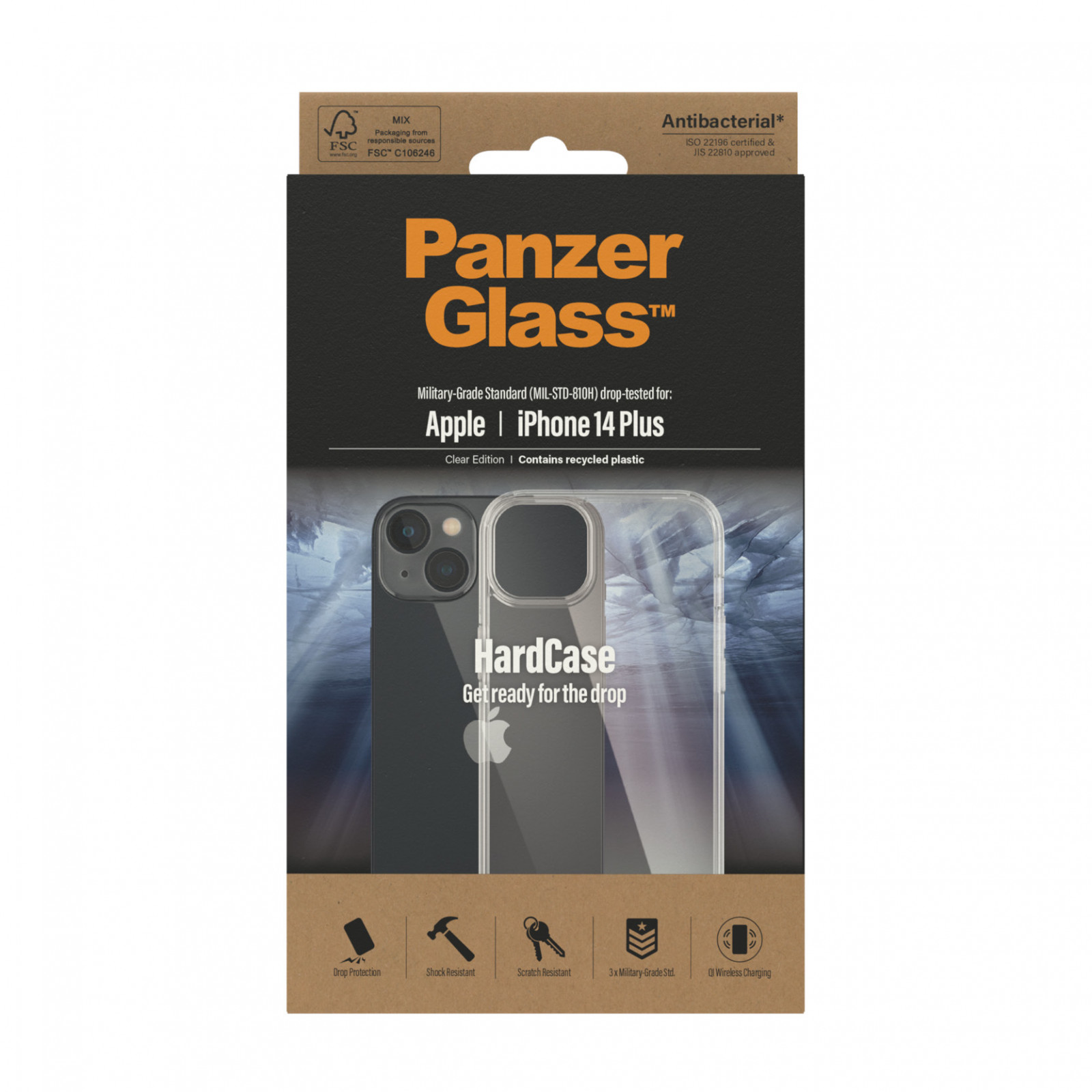 Гръб HardCase PanzerGlass за Apple Iphone 14 Plus, Antibacterial - Прозрачен