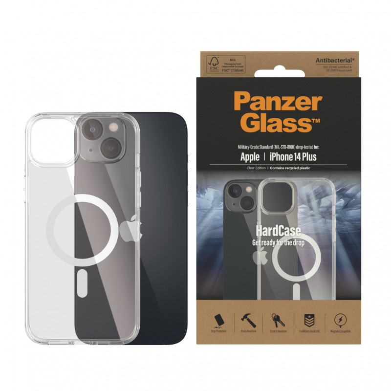 Гръб HardCase PanzerGlass, MagSafe за Apple Iphone 14 Plus , Antibacterial - Прозрачен