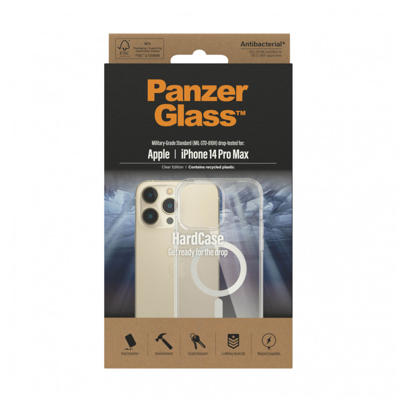 Гръб HardCase PanzerGlass, MagSafe за Apple Iphone 14 Pro Max , Antibacterial - Прозрачен