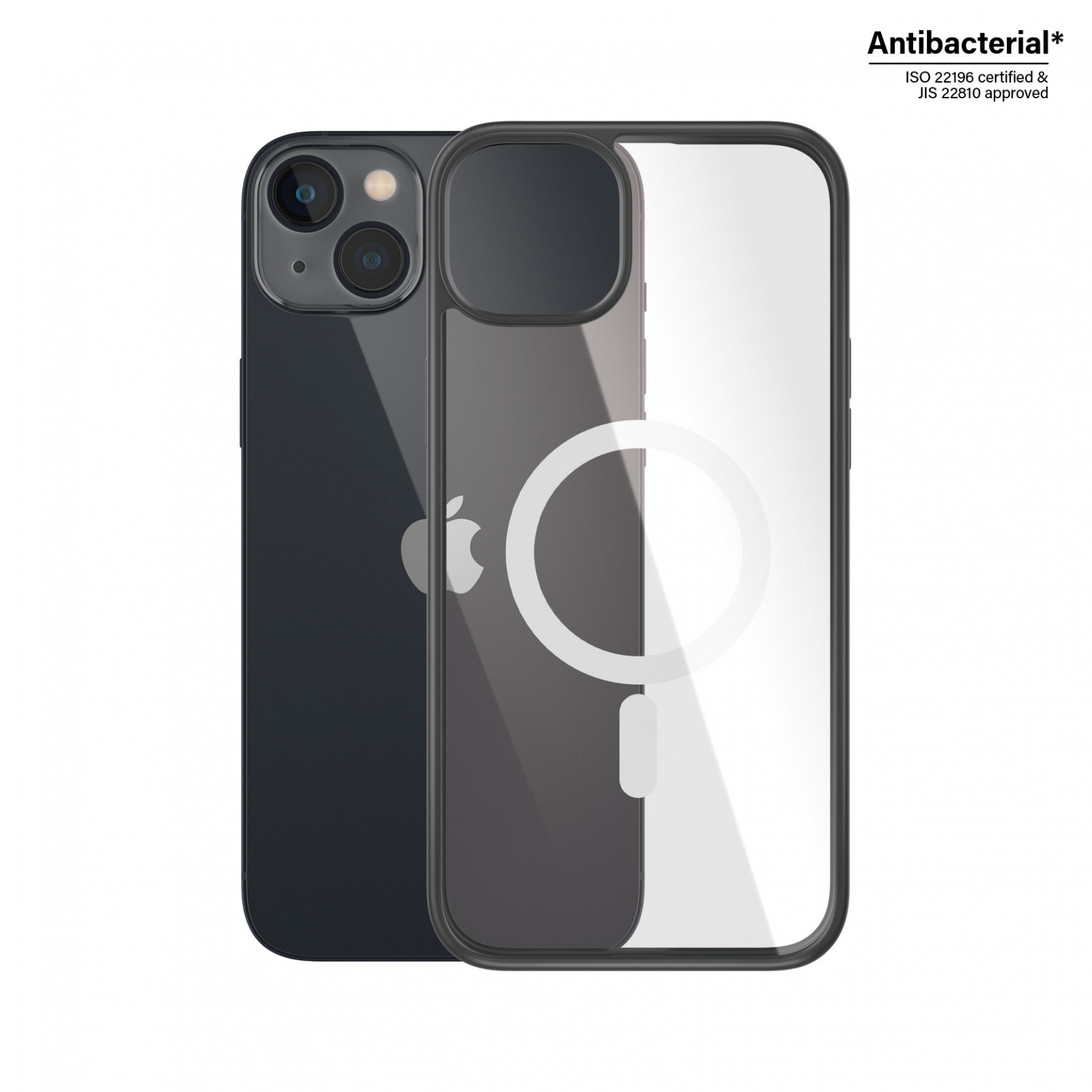 Гръб ClearCase PanzerGlass, MagSafe за Apple Iphone 14 Plus , Antibacterial - Черна рамка