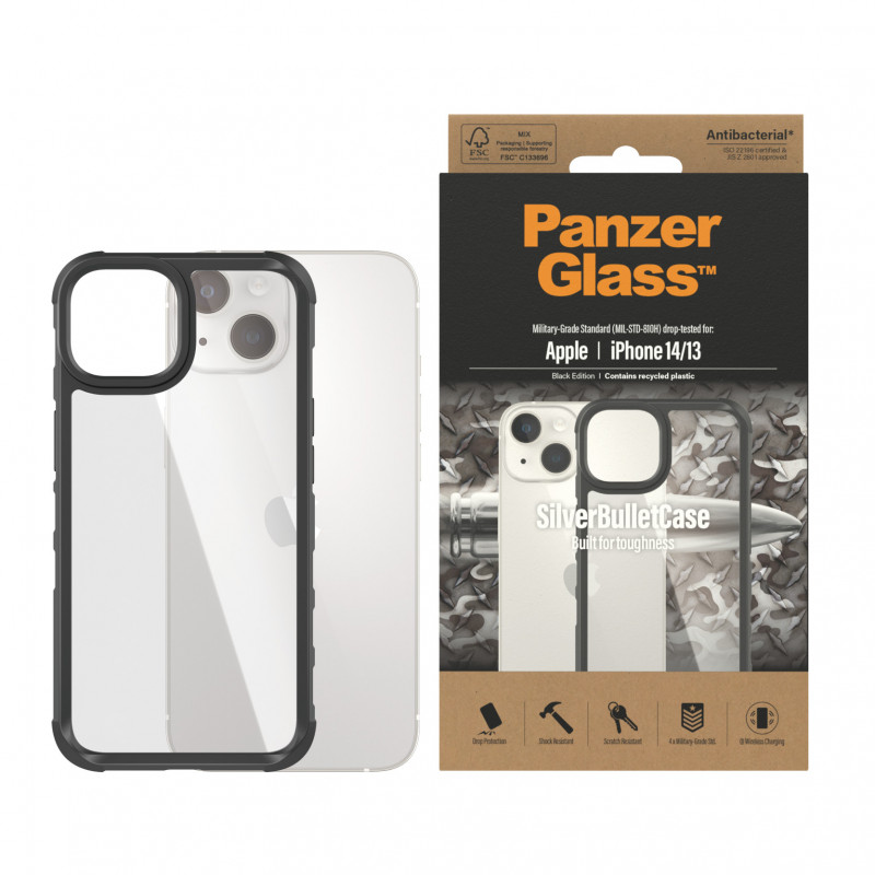 Гръб PanzerGlass SilverBulletCase за Iphone 14/13  - Черна рамка