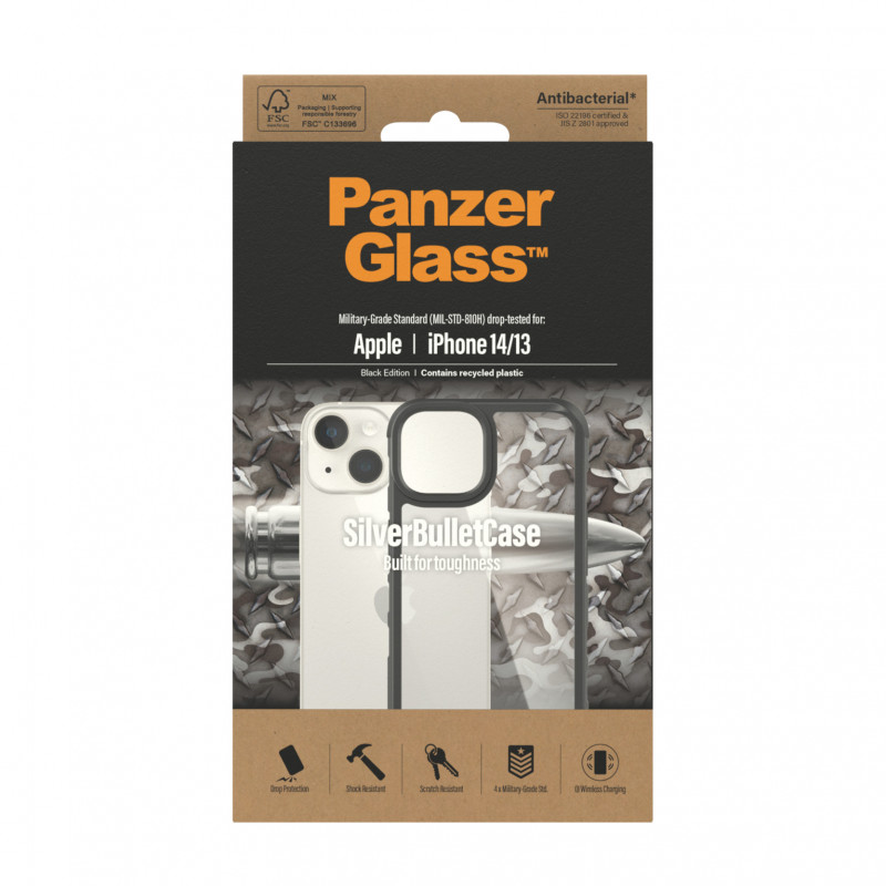 Гръб PanzerGlass SilverBulletCase за Iphone 14/13  - Черна рамка