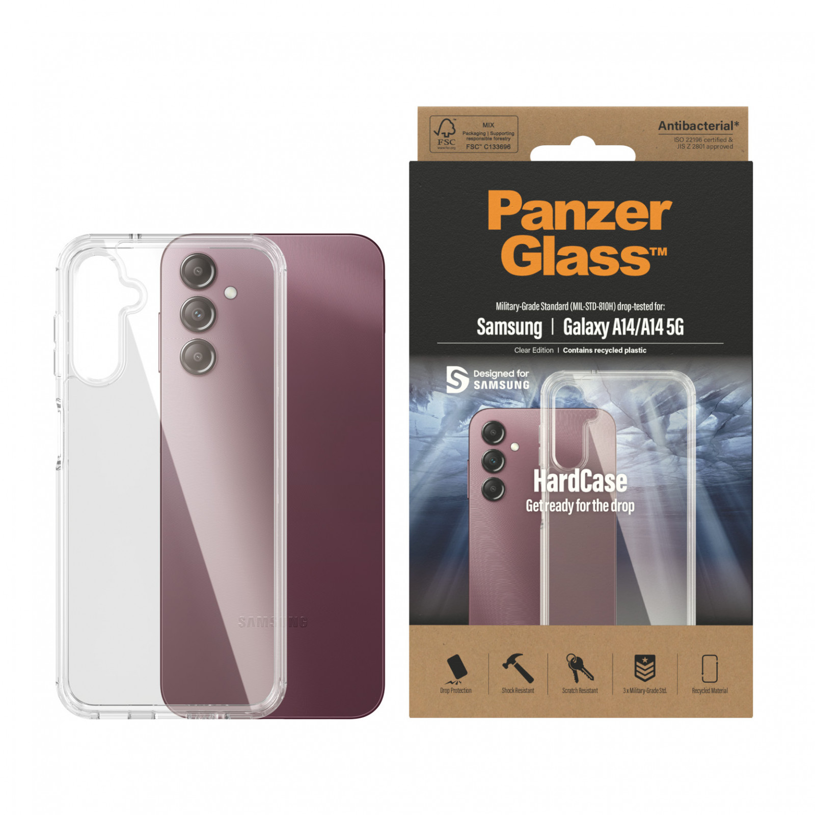 Гръб PanzerGlass Hard Case за Samsung Galaxy A14 / A14 5G - Прозрачен