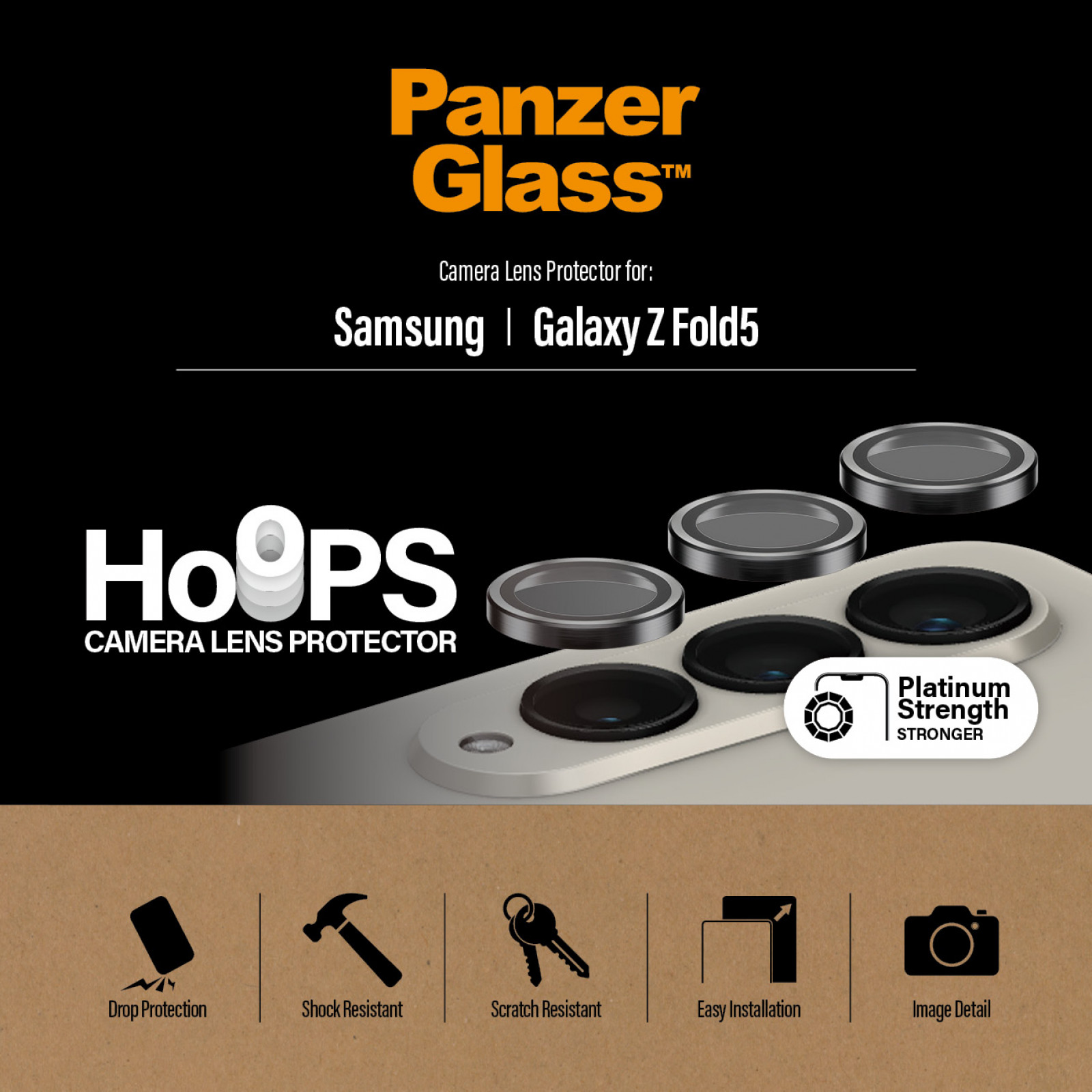 Стъклен протектор за камера PanzerGlass за Samsung Galaxy Z Fold 5, PicturePerfect, Rings, Черен