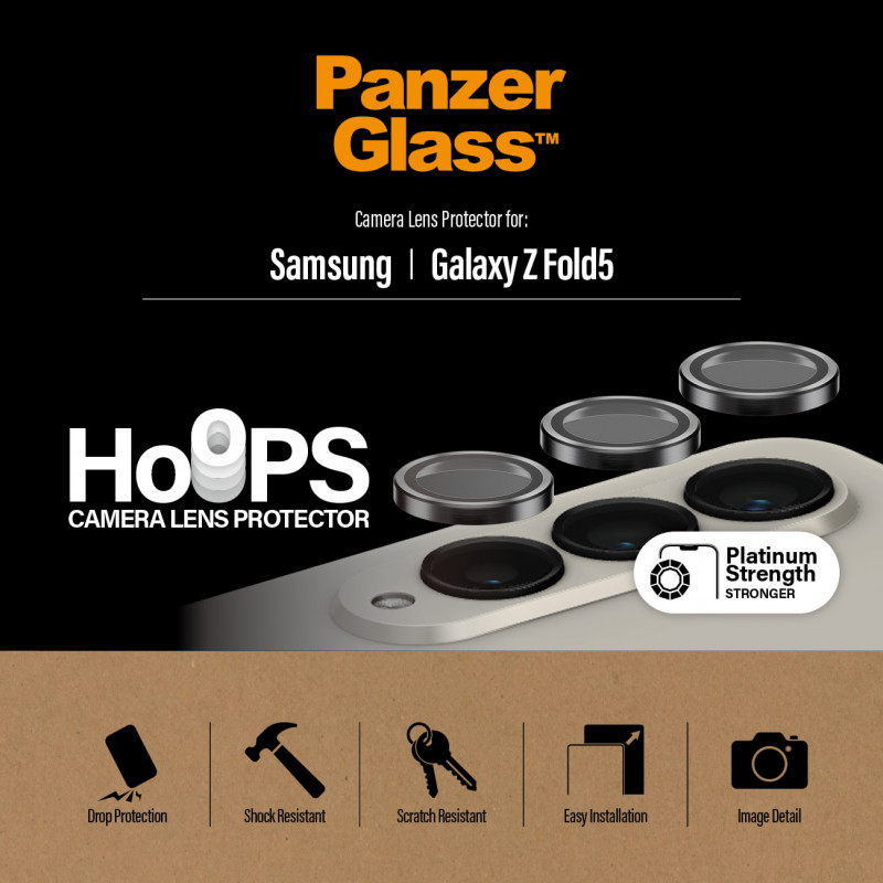 Стъклен протектор за камера PanzerGlass Hoops за Samsung Z Fold 5 - Черен