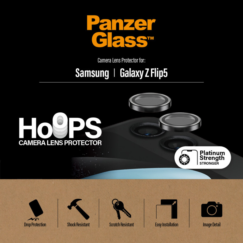 Стъклен протектор за камера PanzerGlass за Samsung Galaxy Z Flip 5, PicturePerfect, Rings, Черен
