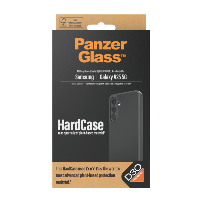Гръб PanzerGlass за Samsung Galaxy A25 5G, Hardcase, D3O, Черен