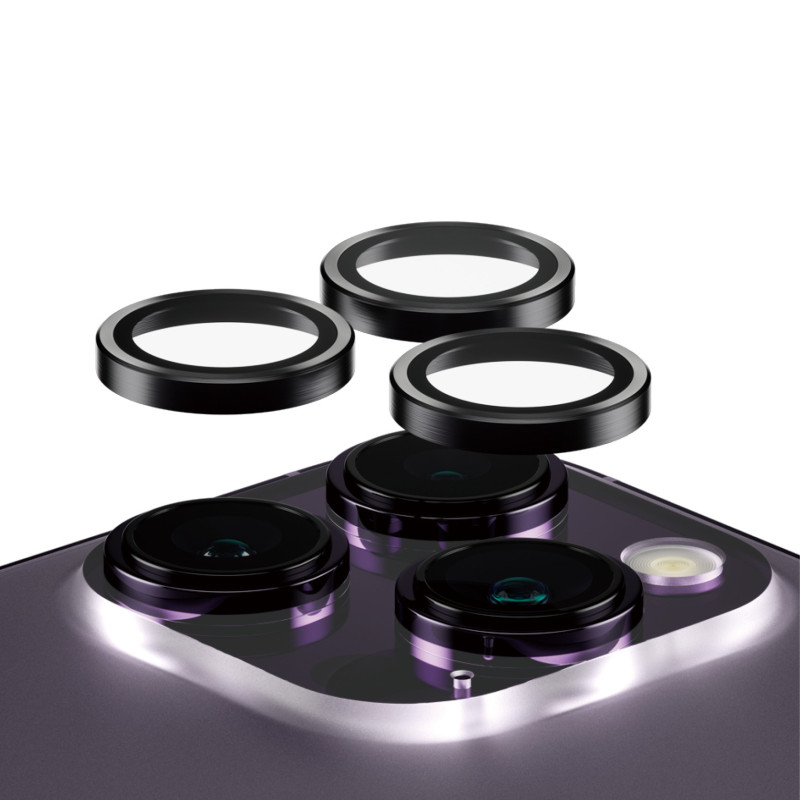 Стъклен протектор за камера PanzerGlass за Apple iPhone 14 Pro, 14 Pro Max, Hoops, PicturePerfect, Rings, Черен