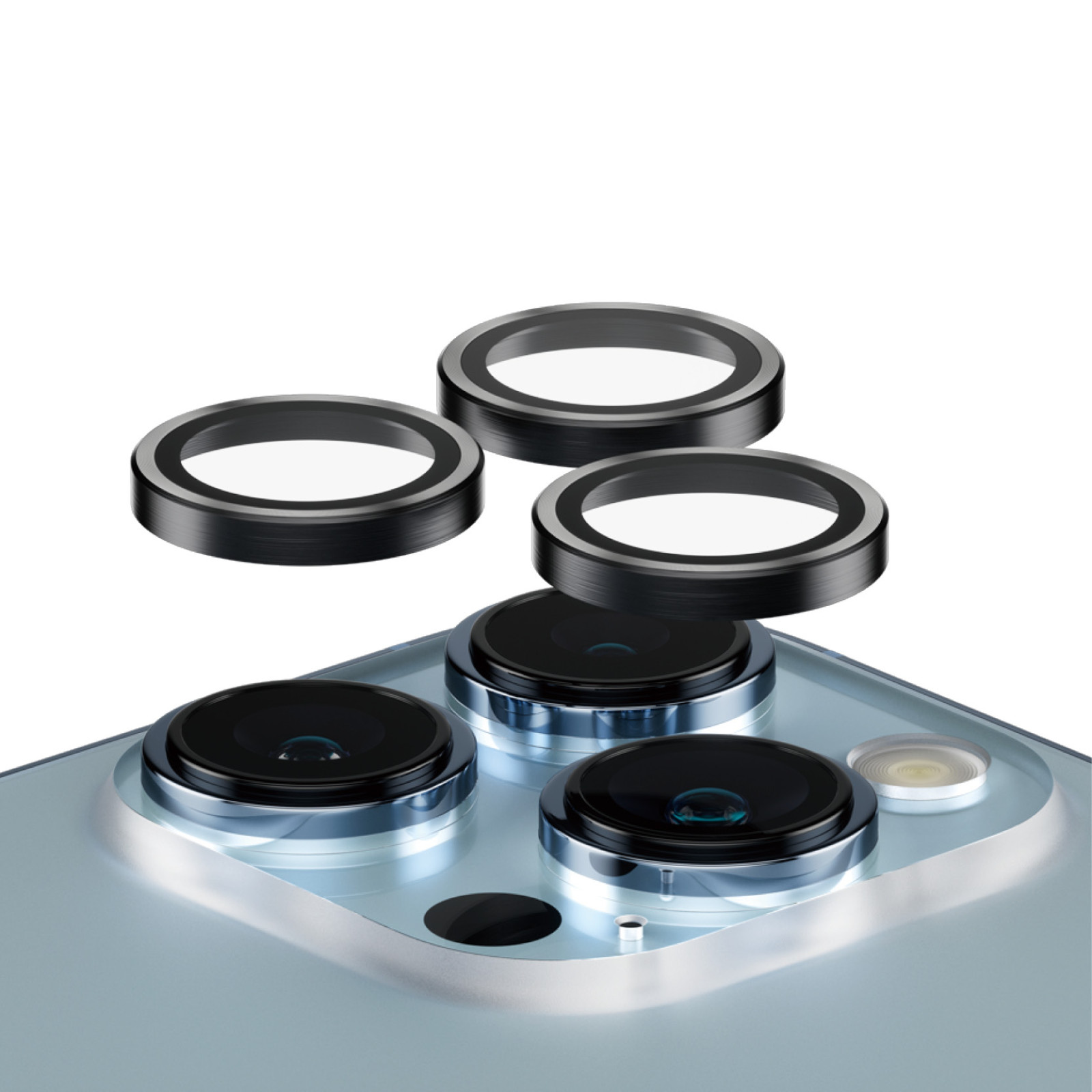 Стъклен протектор за камера PanzerGlass за Apple iPhone 13 Pro, 13 Pro Max, Hoops, PicturePerfect, Rings, Черен