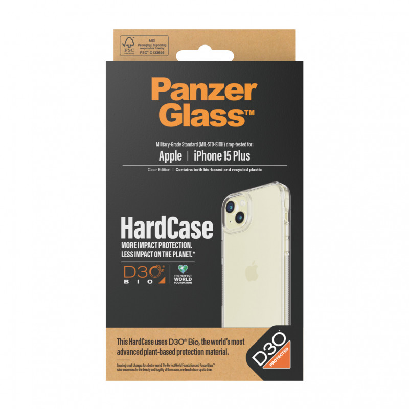 Гръб PanzerGlass за Apple iPhone 15 Plus, Hardcase с D3O, Прозрачен