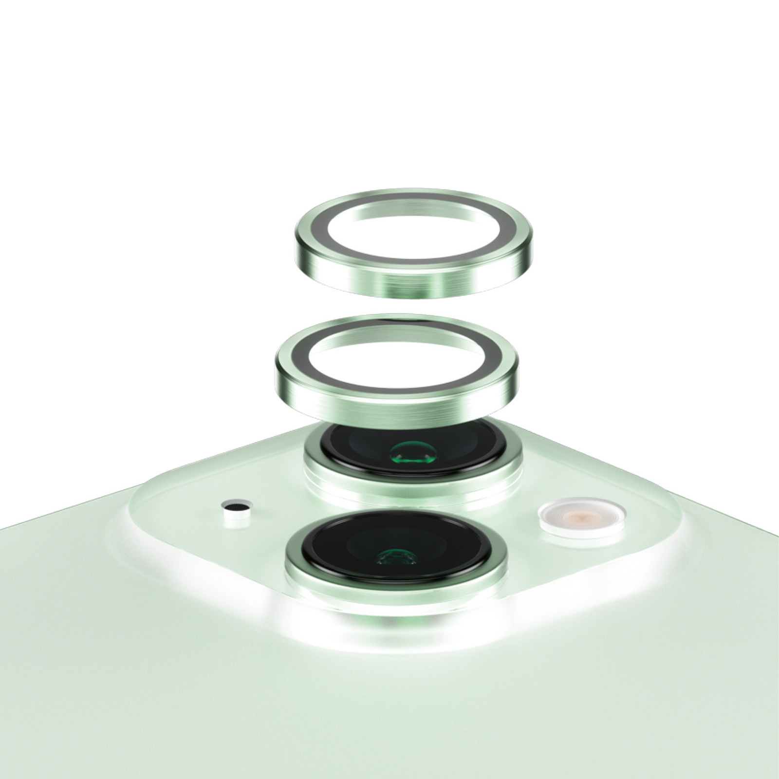 Стъклен протектор за камера PanzerGlass за Apple iPhone 15, 15 Plus, Hoops, PicturePerfect, Rings, Зелен