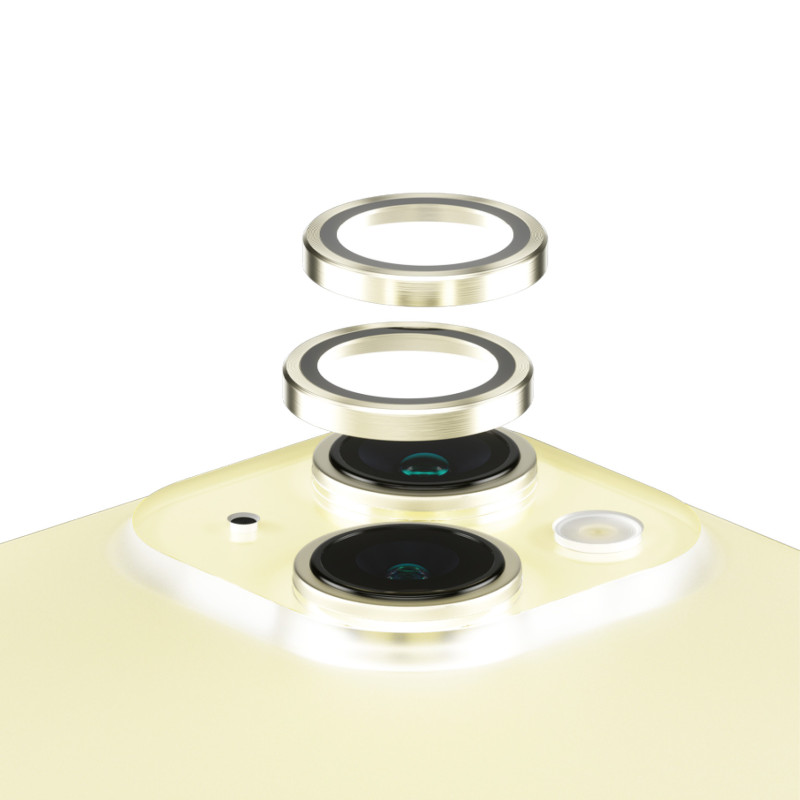 Стъклен протектор за камера PanzerGlass за Apple iPhone 15, 15 Plus, Hoops, PicturePerfect, Rings, Жълт