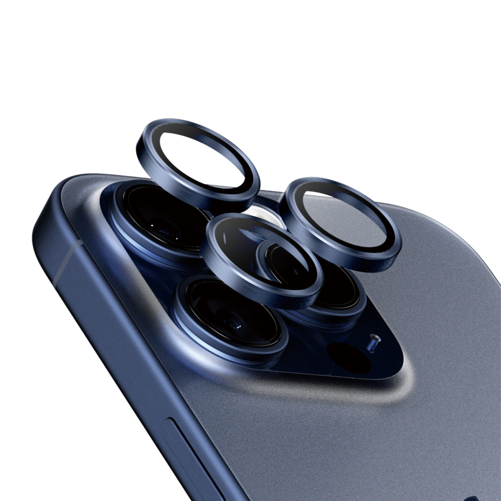 Стъклен протектор за камера PanzerGlass за Apple iPhone 15 Pro, 15 Pro Max, Hoops, PicturePerfect, Rings, Син