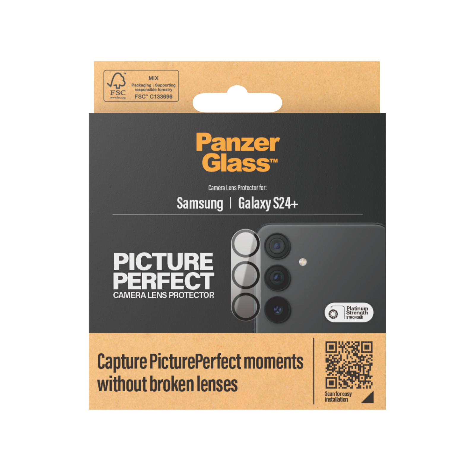 Стъклен протектор PanzerGlass за камера, за Samsung Galaxy S24 Plus, PicturePerfect Plate, Черен