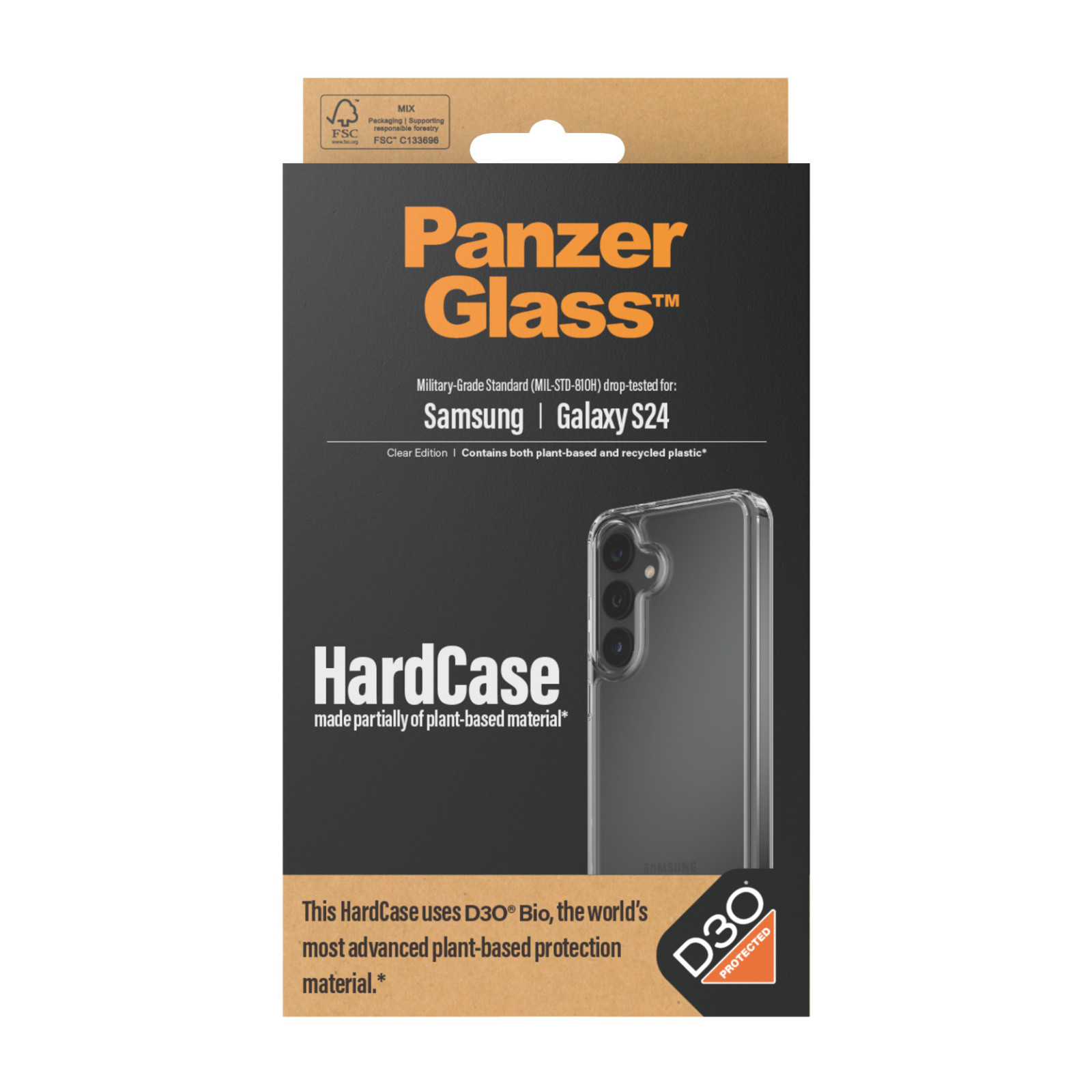 Гръб PanzerGlass за Samsung Galaxy S24, Hardcase,  D3O, Прозрачен