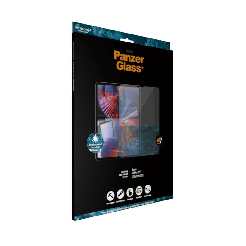 Стъклен протектор PanzerGlass за Apple Ipad Pro 12.9 ( 2018/20/21/22), Antibacterial - Черен