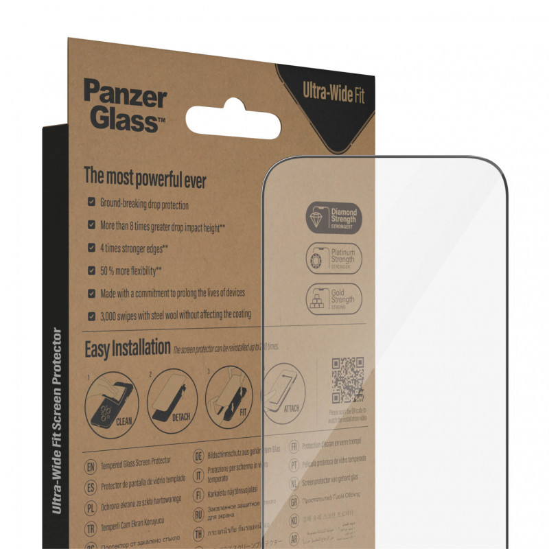 Стъклен протектор PanzerGlass за Apple Iphone 14 Pro, UWF, Antibacterial - Черен
