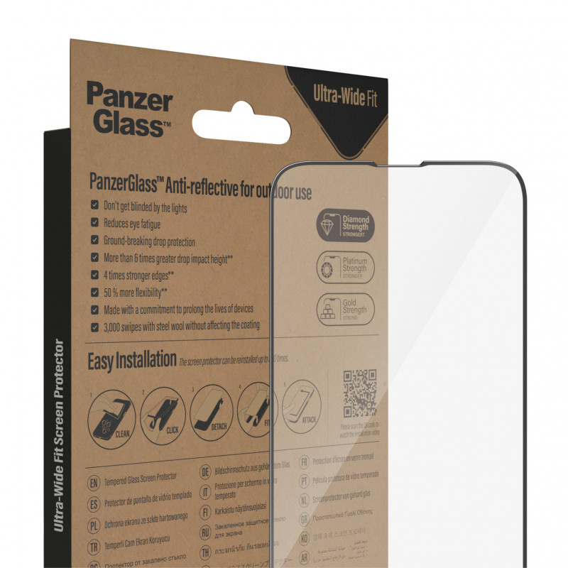 Стъклен протектор PanzerGlass Apple iPhone 14/13/13 Pro UWF Anti-Reflective AB w. Applicator, Черен