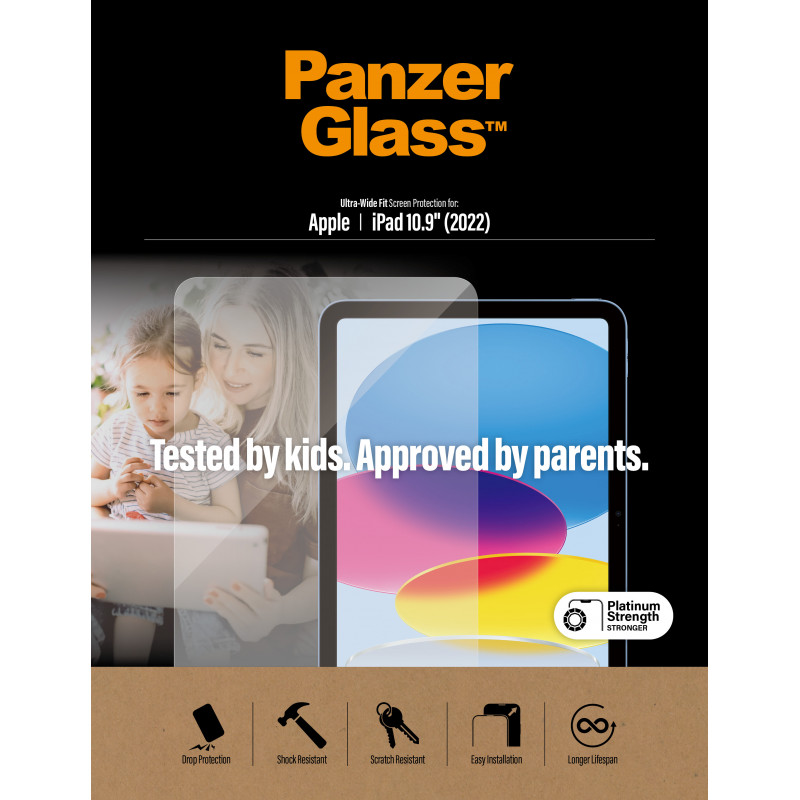 Стъклен протектор PanzerGlass за Apple Ipad 10.9 ( 2022), Antibacterial - Черен