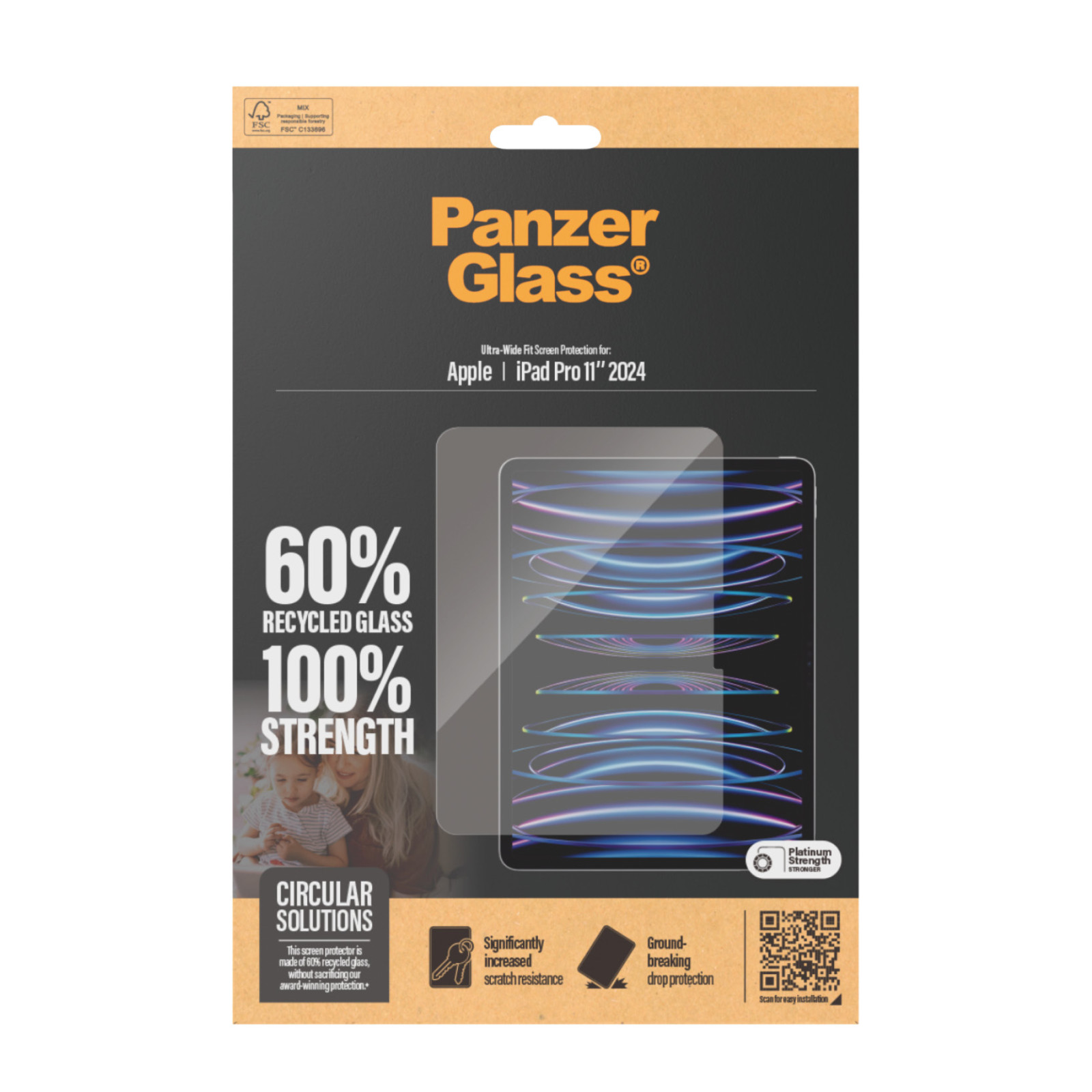 Стъклен протектор PanzerGlass за Apple Ipad Pro 11 2024, Antibacterial , UWF
