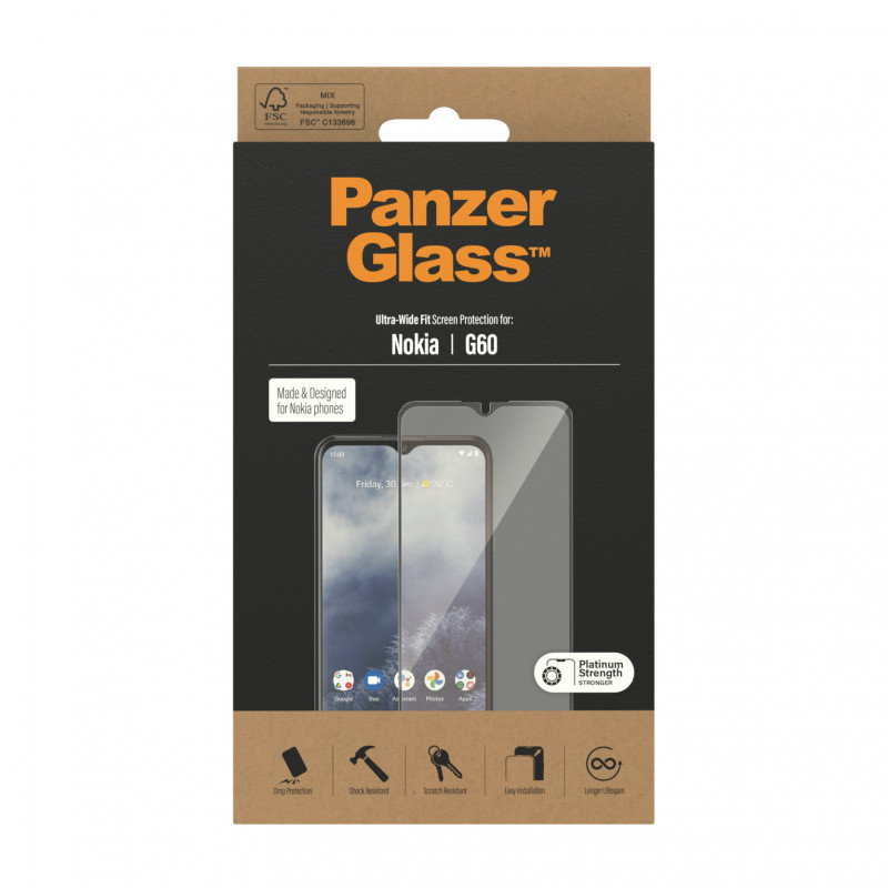 Стъклен протектор PanzerGlass за Nokia G60, Case friendly, Черен