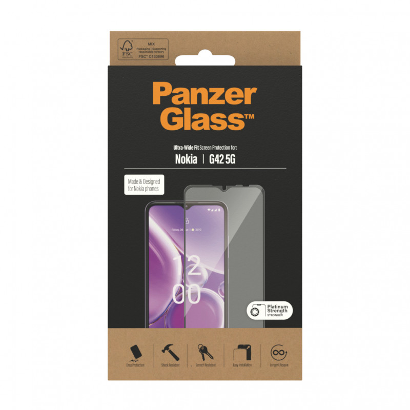 Стъклен протектор PanzerGlass за Nokia G42 5G CaseFriendly - Черен